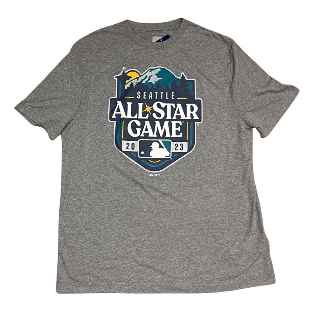 Majestic 2023 MLB Seattle All Star Game Logo T-Shirt Gray | NWT Size Large